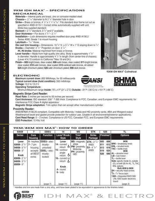 IDH MAXÂ® & ELECTROMECHANICAL LOCKS - Best Access Systems