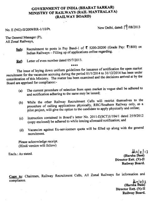 GOVERNMENT OF INDIA (BHARAT SARKAR  - Indian Railway