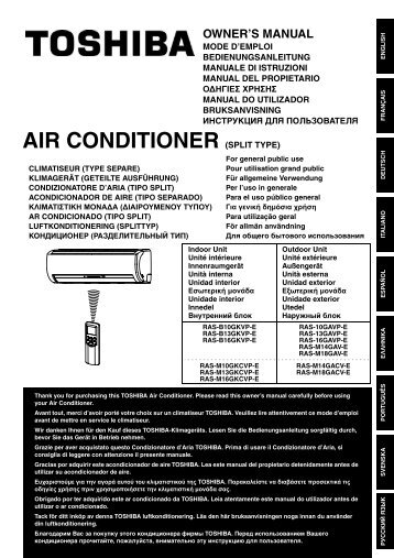 AIR CONDITIONER (SPLIT TYPE) - Toshiba AIR CONDITIONING