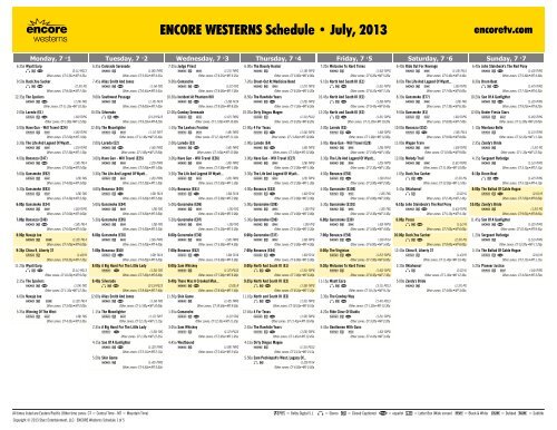 ENCORE WESTERNS Schedule - July, 2013 - Starz