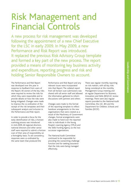 The Learning and Skills Councils Annual Report and Accounts for ...