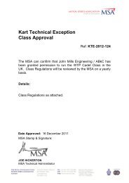 Kart Technical Exception Class Approval