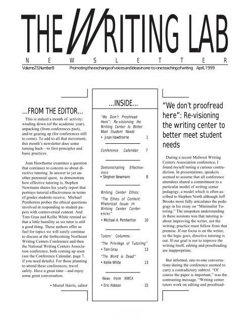 We don't proofread here - The Writing Lab Newsletter