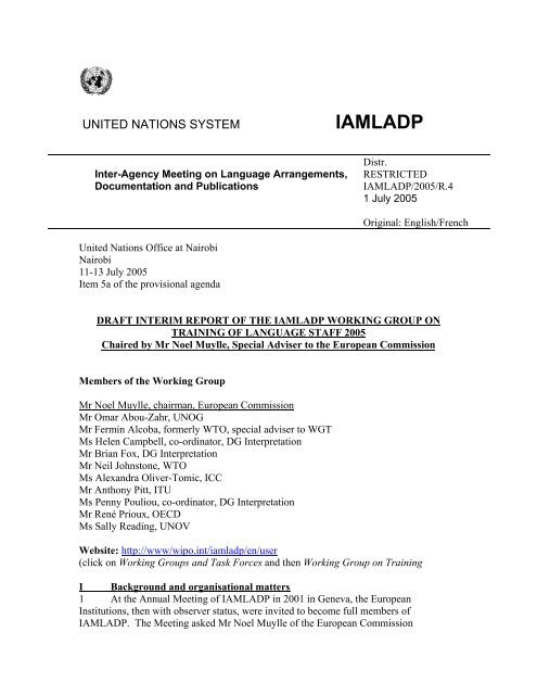 2005 Working Group on Training Report - iamladp