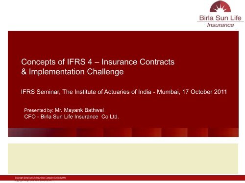 Concepts of IFRS 4 â Insurance Contracts & Implementation ...