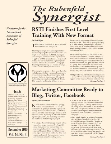 December 2010 - Rubenfeld Synergy Method