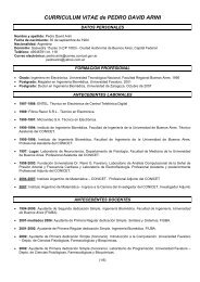 CURRICULUM VITAE de PEDRO DAVID ARINI - IAM - Conicet