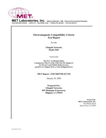 Electromagnetic Compatibility Criteria Test Report - Ubiquiti ...