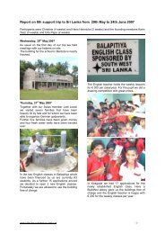 Report on 8th support trip to Sri Lanka from 29th May to 24th June ...