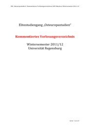 Vorlesungsverzeichnis - Studiengang Osteuropastudien