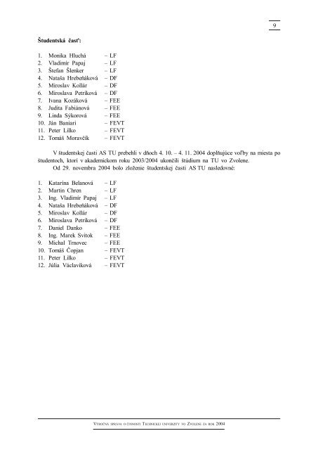 VÃ½roÄnÃ¡ sprÃ¡va o Äinnosti TUZVO za rok 2004.pdf [870 kb] - Ãvod ...