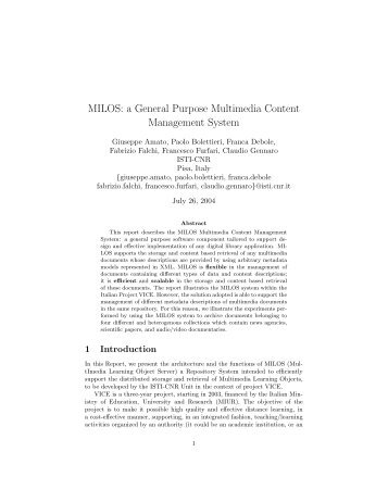 MILOS: a General Purpose Multimedia Content ... - ResearchGate