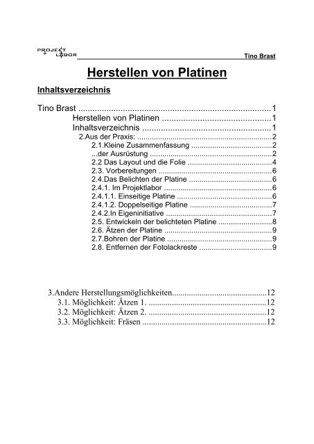 Ausarbeitung - Projektlabor