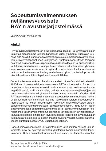 Sopeutumisvalmennus_suomalaisen kuntoutuksen oivallus_RAY2014