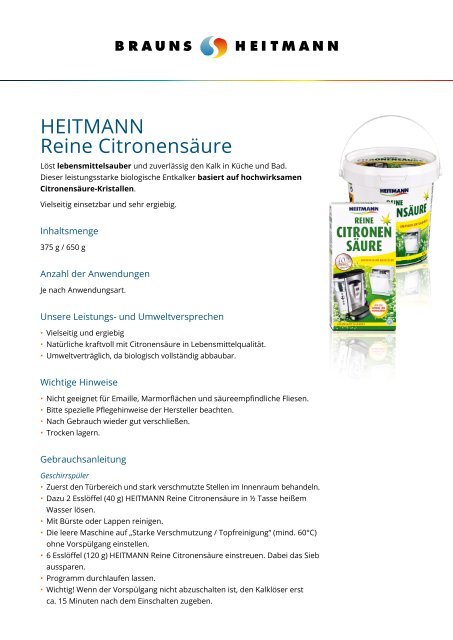 HEITMANN Reine CitronensÃƒÂ¤ure - Brauns-Heitmann