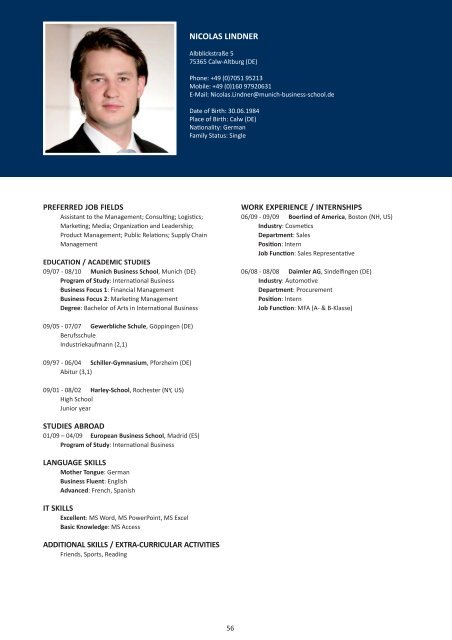 Graduate Profiles 2010 - Munich Business School