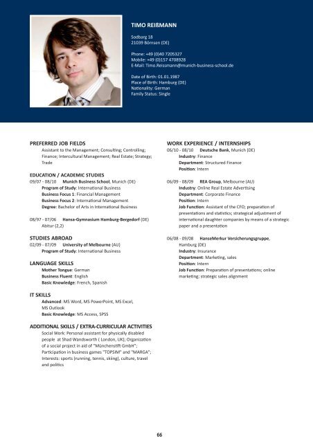 Graduate Profiles 2010 - Munich Business School