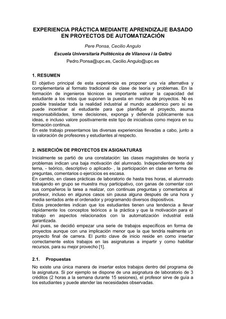 Experiencia prÃ¡ctica mediante aprendizaje basado en proyectos de ...