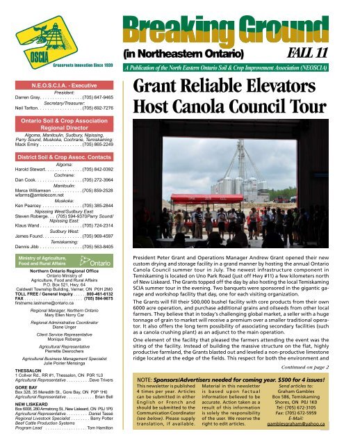 Grant Reliable Elevators Host Canola Council Tour - Ontario Soil ...