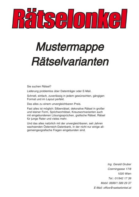 Mustermappe Ratselvarianten