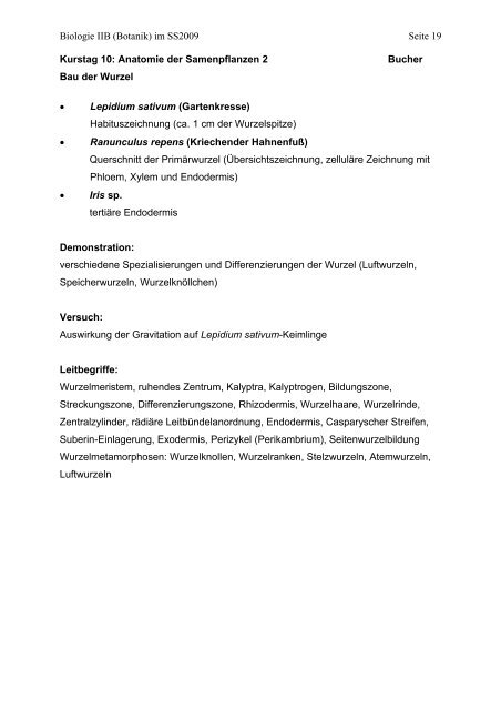 Modul Biologie II/B: Evolution, Entwicklung und Systematik der ...