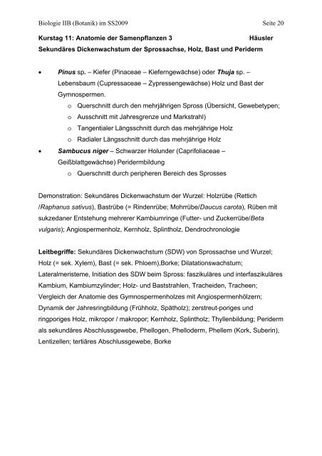 Modul Biologie II/B: Evolution, Entwicklung und Systematik der ...