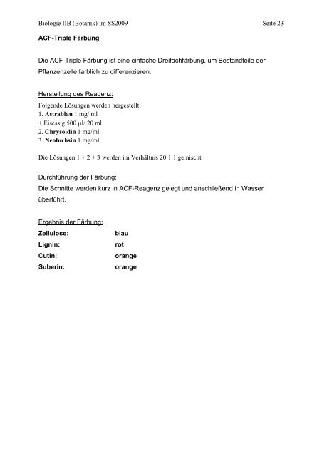 Modul Biologie II/B: Evolution, Entwicklung und Systematik der ...