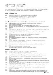 14. Dezember: Schumann-Symposium - Musikforschung Basel