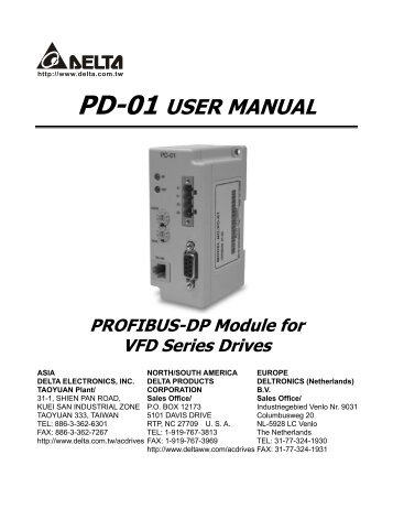 PD-01 USER MANUAL - Delta Electronics