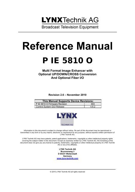 Reference Manual - LYNX Technik AG