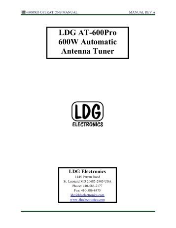 LDG At-600pro 600W Automatic Antenna Tuner - Maas