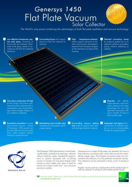 1450 Solar Panel Datasheet - Genersys