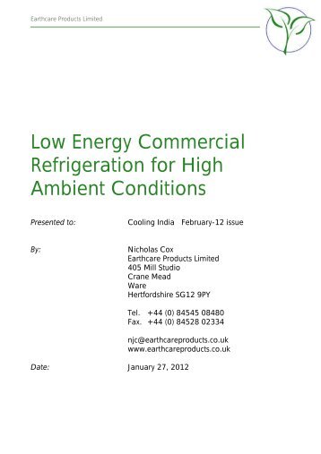 Low Energy Commercial Refrigeration for High Ambient Conditions