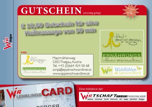 Gutscheinheft - Wirtschaftsregion Fuschlsee