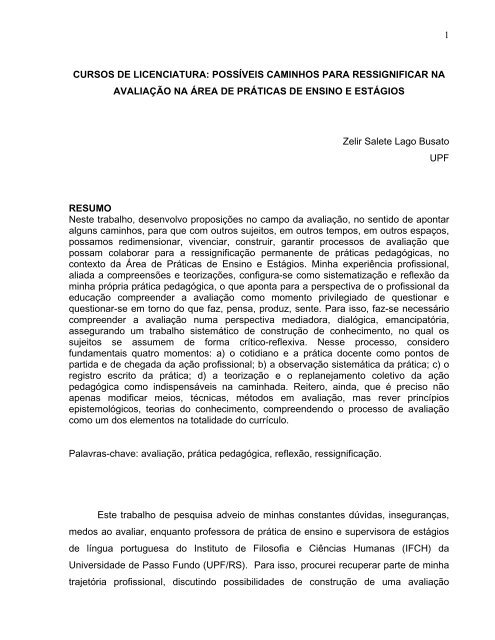 cursos de licenciatura: possÃƒÂ­veis caminhos para ressignificar na ...