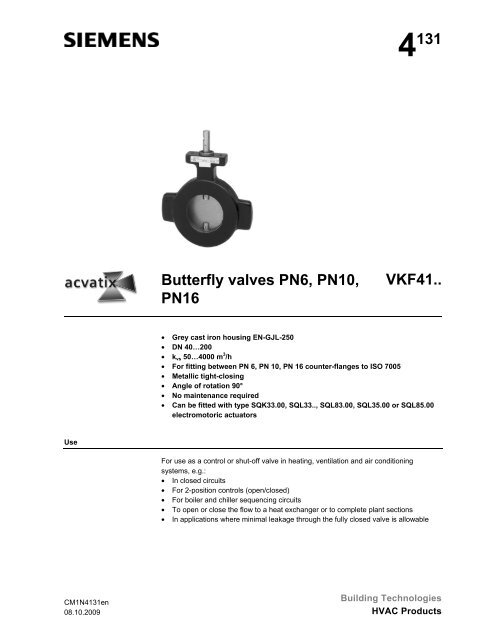 4131 Butterfly valves PN6, PN10, PN16 VKF41.. - ABC Makina ...