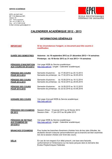 Calendrier académique 09-10 - EPFL