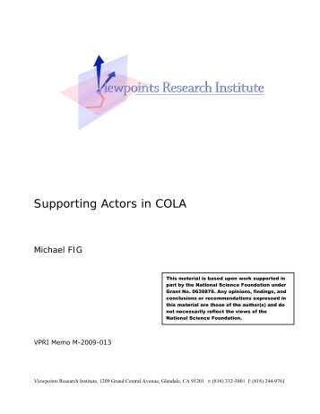 Supporting Actors in COLA - Viewpoints Research Institute