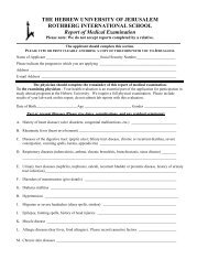 Hebrew University Medical Form - Butler University Institute for ...