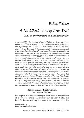 A Buddhist View of Free Will: Beyond Determinism - B. Alan Wallace