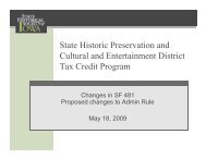 State Historic Preservation and Cultural and Entertainment District ...