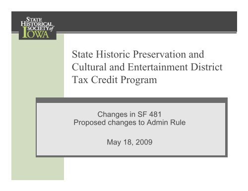 State Historic Preservation and Cultural and Entertainment District ...