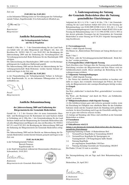 amtsblatt - Verbandsgemeinde Vorharz
