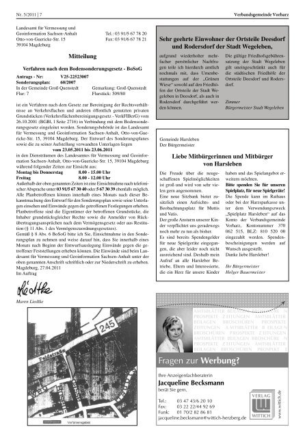 amtsblatt - Verbandsgemeinde Vorharz