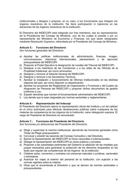 reglamento de organizacion y funciones del instituto ... - Indecopi