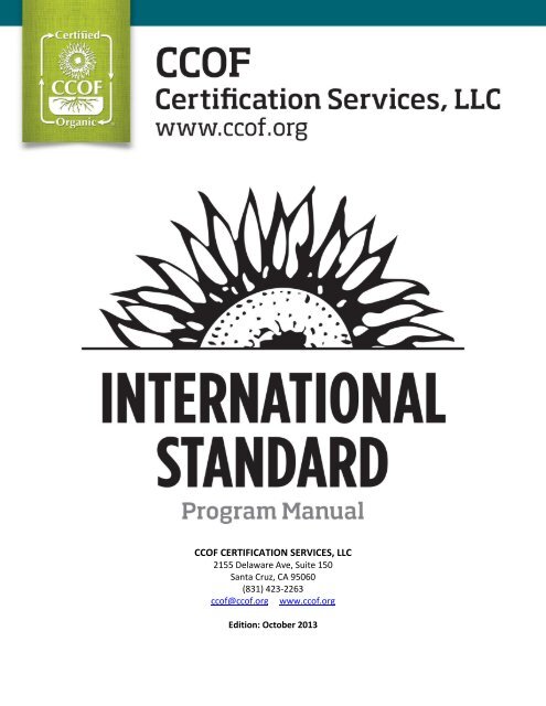 CCOF International Standard Progam Manual DISINTEGRATED