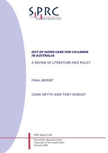 Out of home care for children in Australia - Social Policy Research ...