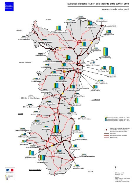 Evolution du trafic routier poids lourds entre 2006 et 2008