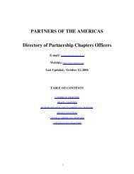 PARTNERS OF THE AMERICAS Directory of Partnership Chapters ...