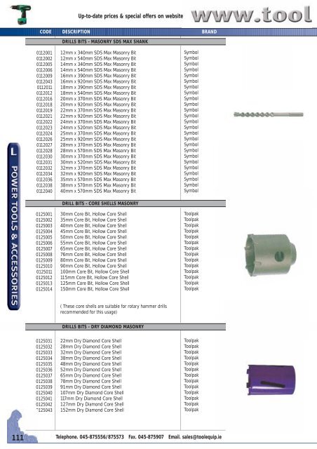 Power Tools & Accessories 2009 Leaflet - toolequip.ie